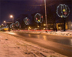 Улицы Риги, украшенные на Новый год