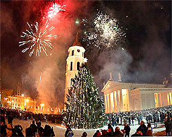 Вильнюс - салют и празднества в честь Нового года